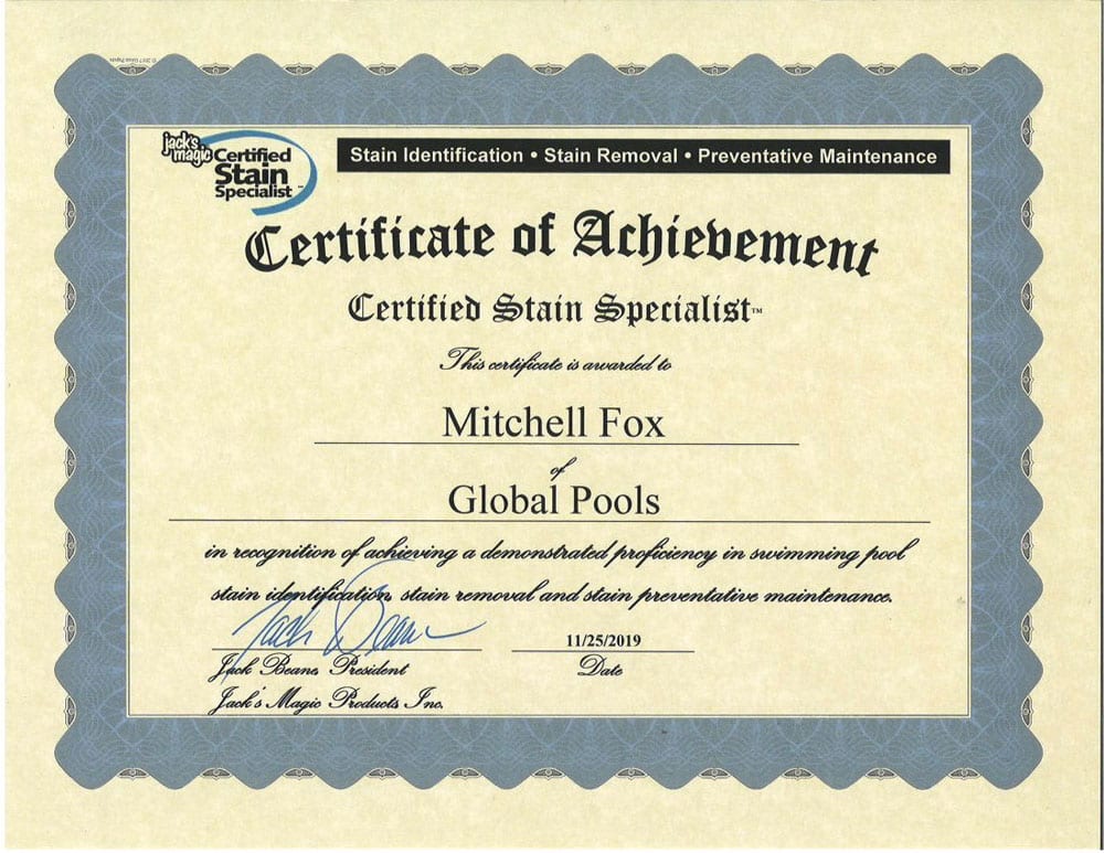 A certificate of achievement for mitchell fox