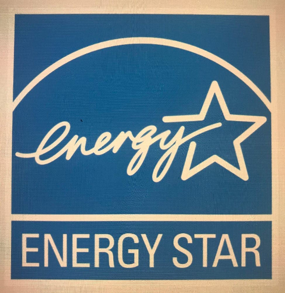 A blue energy star logo on top of a wall.