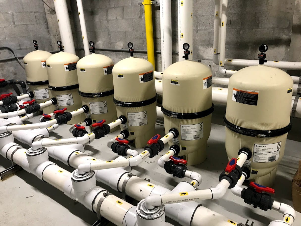 Six Pentain polypropylene filter tanks